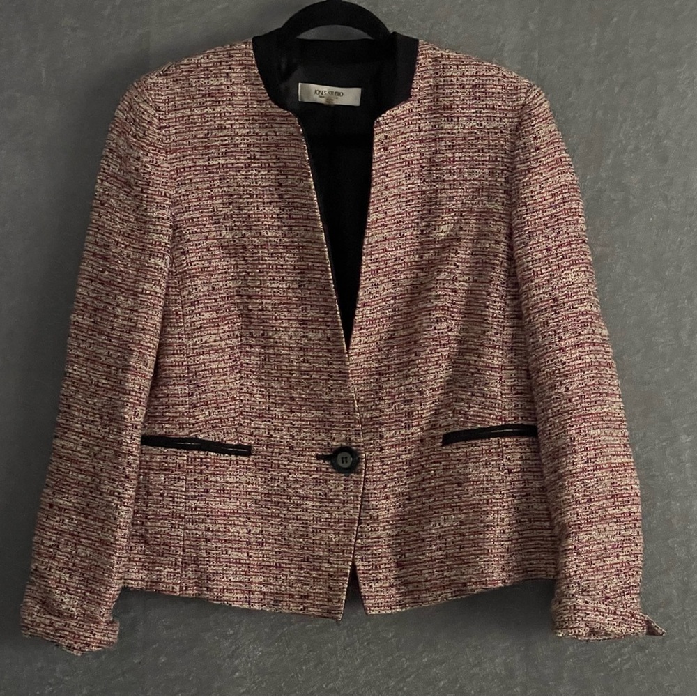 Jones Studio Separates, Black/Red Multi Color Long Sleeve Blazer/Jacket Sz 12